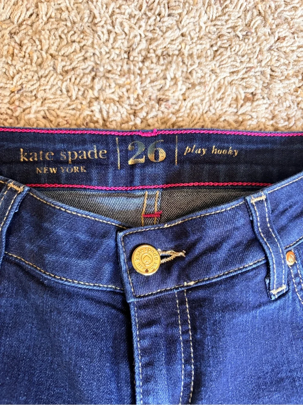 kate spade Dark Blue Skinny Jeans with Gold-Tone Button size 26